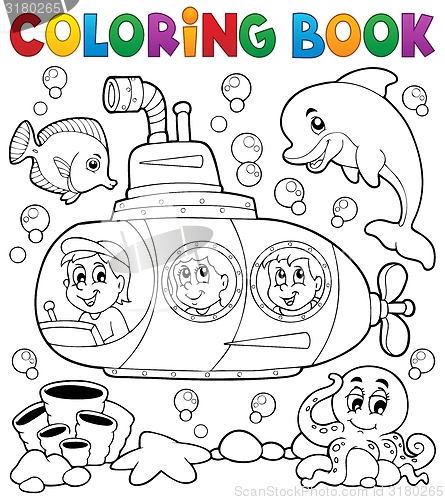 Image of Coloring book submarine theme 1