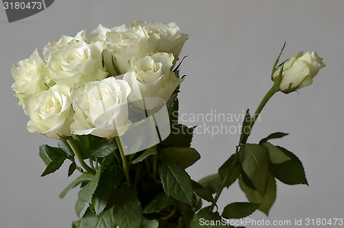 Image of bouquet of roses and a rose unblown 