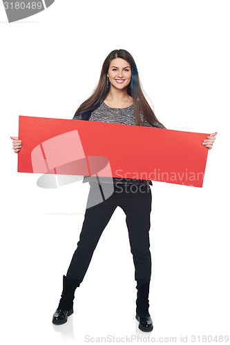 Image of Woman with banner