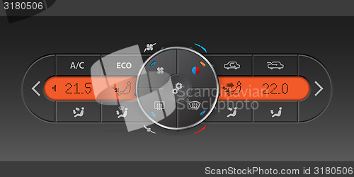 Image of Digital air condition control panel with orange LCD