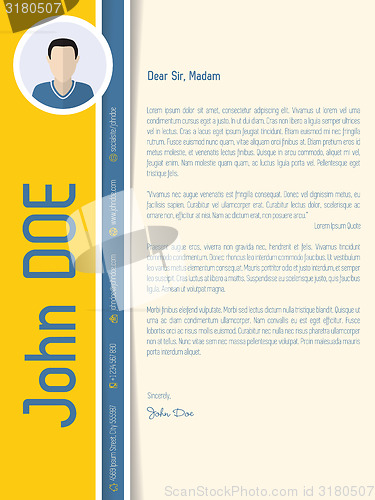 Image of Modern cover letter resume with shadow design