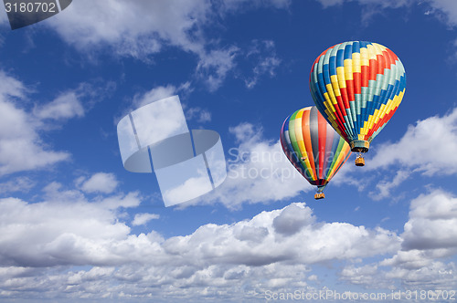 Image of Hot Air Balloons In The Beautiful Blue Sky