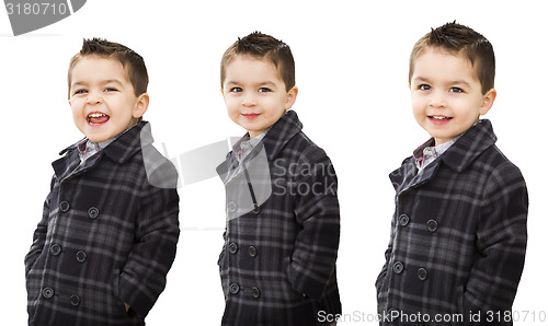 Image of Cute Mixed Race Boy Portrait Variety on White