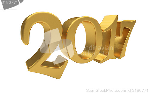 Image of Gold 2017 lettering isolated