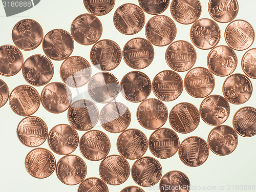 Image of Dollar coins 1 cent wheat penny cent