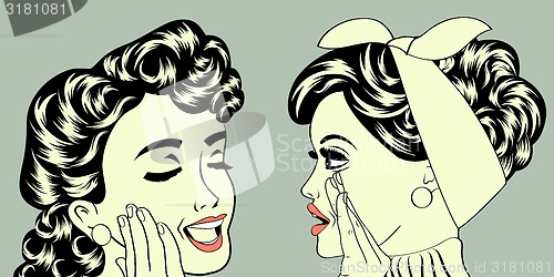 Image of pop art retro women in comics style that gossip