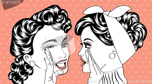 Image of pop art retro women in comics style that gossip