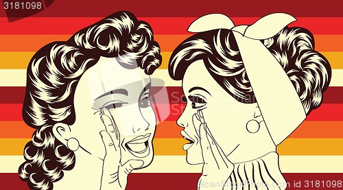 Image of pop art retro women in comics style that gossip