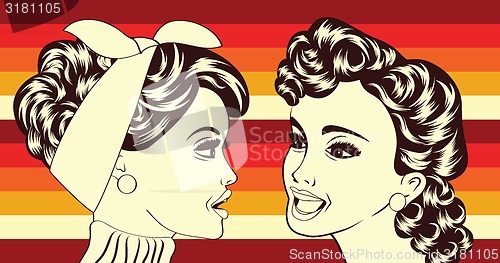 Image of pop art retro women in comics style that gossip