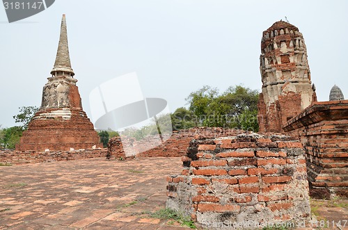 Image of Chedi and ruin castle, Ayutthaya, Thailand.