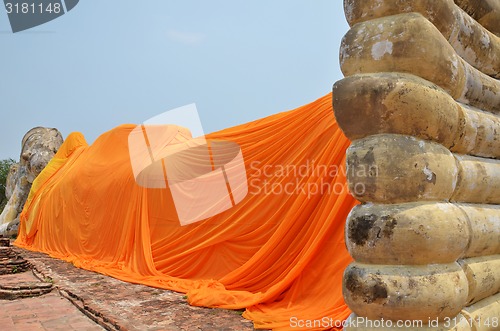 Image of  Wat Lokayasutharam. Temple of Reclining Buddha in Ayutthaya, Th