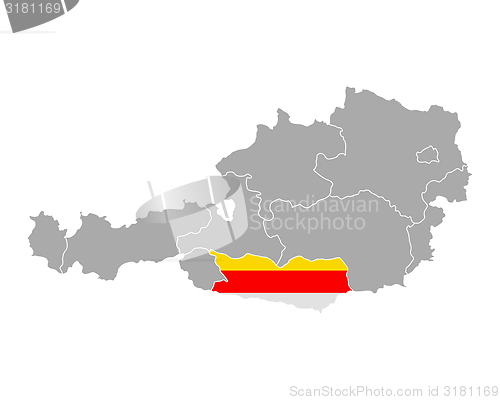 Image of Map of Austria with flag of Carinthia