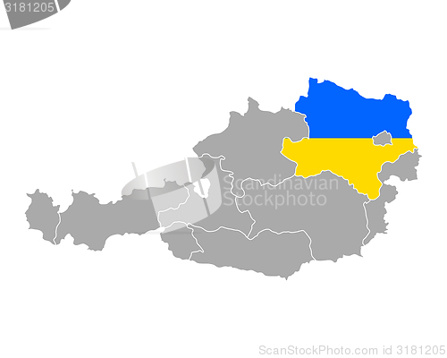 Image of Map of Austria with flag of Lower Austria