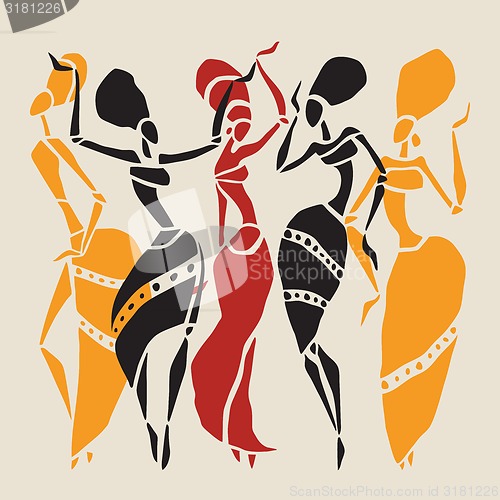 Image of African dancers silhouette set.
