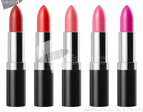 Image of Red lipstick set isolated on white background