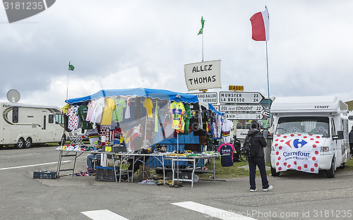 Image of Stand of Souvenirs - Tour de France 2014