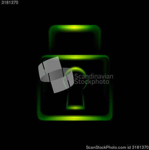 Image of Green glowing lock symbol icon