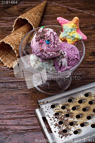 Image of fruit ice cream in  bowl
