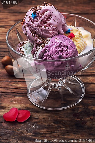 Image of fruit ice cream in  bowl