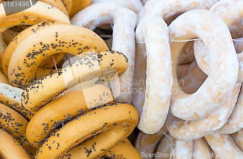 Image of Bagels with poppy seeds and sugar.