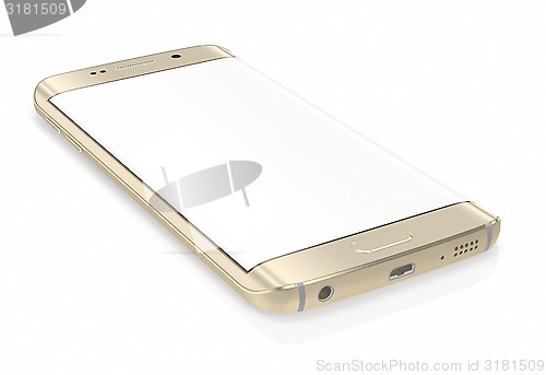 Image of Gold Platinum Smartphone edge with blank screen