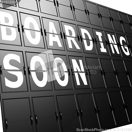 Image of Airport display boarding soon