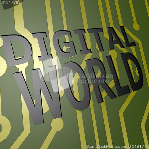 Image of PCB Board with digital world