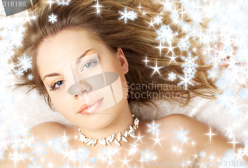 Image of shell girl with snowflakes