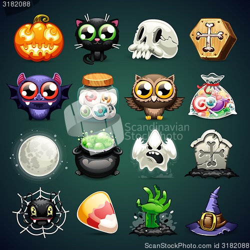 Image of Halloween Cartoon Icons Set