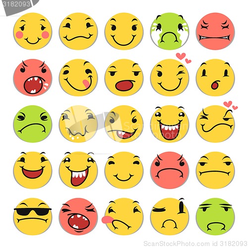 Image of Cartoon Smile Icons Set