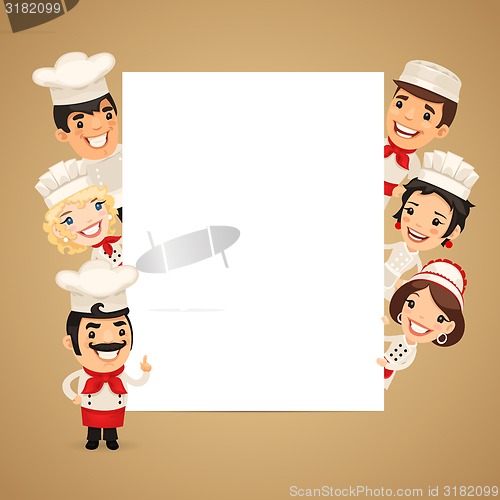 Image of Chefs Presenting Empty Vertical Banner