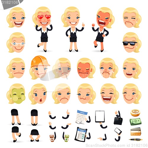 Image of Set of Cartoon Businesswoman Character for Your Design or Aanima