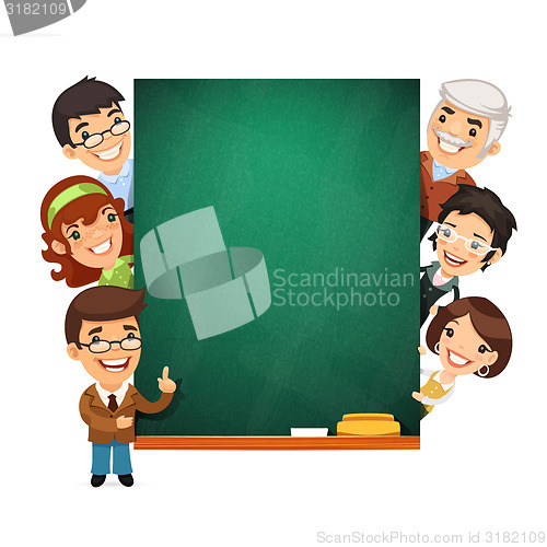 Image of Teachers Presenting Empty Chalkboard