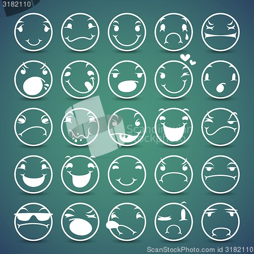 Image of Cartoon Facial Espressions Icons Set