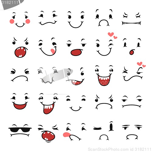 Image of Doodle Facial Expressions Set For Humor Design