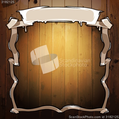 Image of Vintage Ribbons Frame on Wood Texture