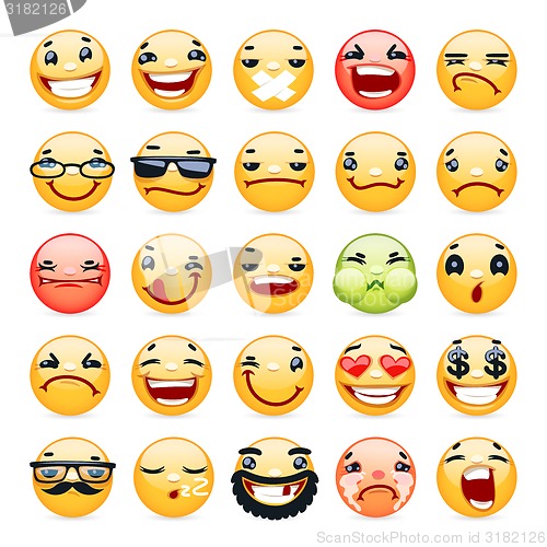 Image of Cartoon Facial Expression Smile Icons Set