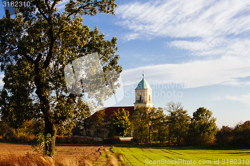 Image of polish village with church