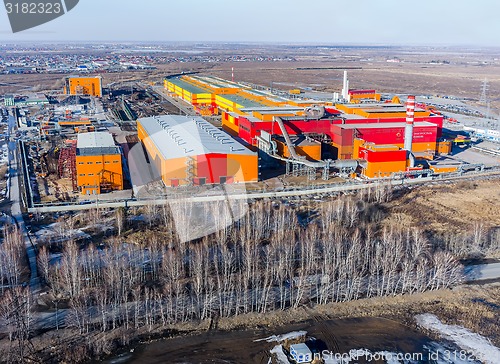 Image of Aerial view on iron and steel works factory.Russia