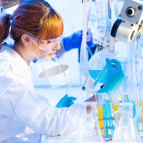 Image of Young chemist in the laboratory.