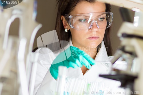 Image of Young chemist in the laboratory.