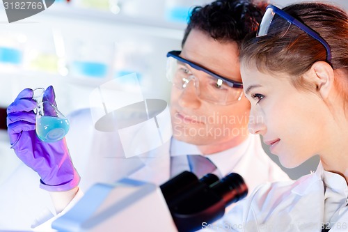 Image of Researcher observing indikator colour shift.