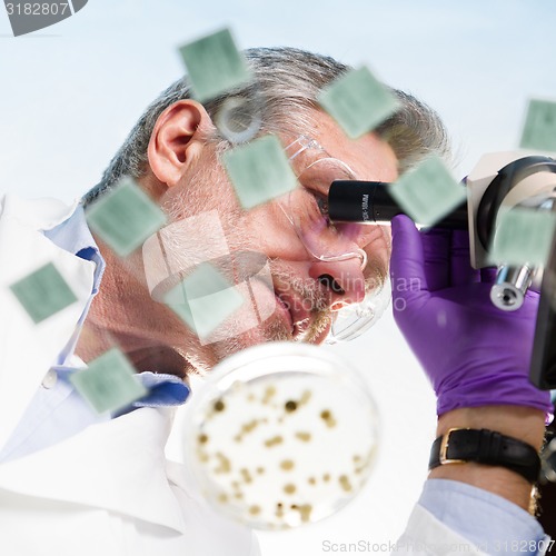 Image of Life science researcher microscoping.
