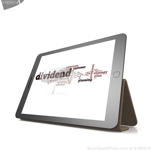 Image of Dividend word cloud on tablet