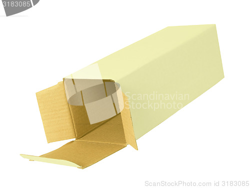 Image of Yellow cardboard box on a white background