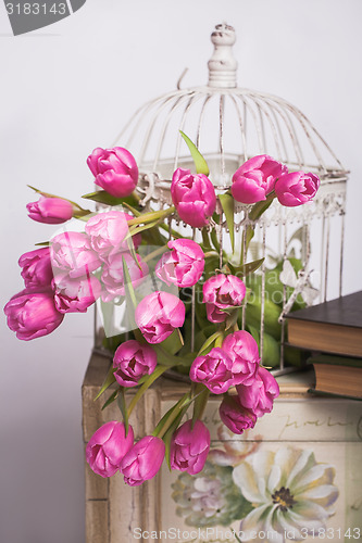 Image of Bouquet of pink tulips