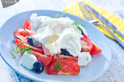 Image of poached egg and salad