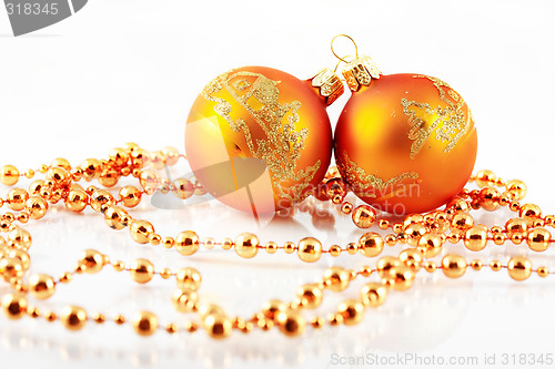 Image of Christmas balls and ribbon