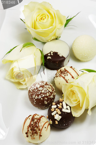 Image of Delicious chocolate pralines with rose