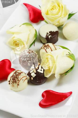 Image of Delicious chocolate pralines with rose